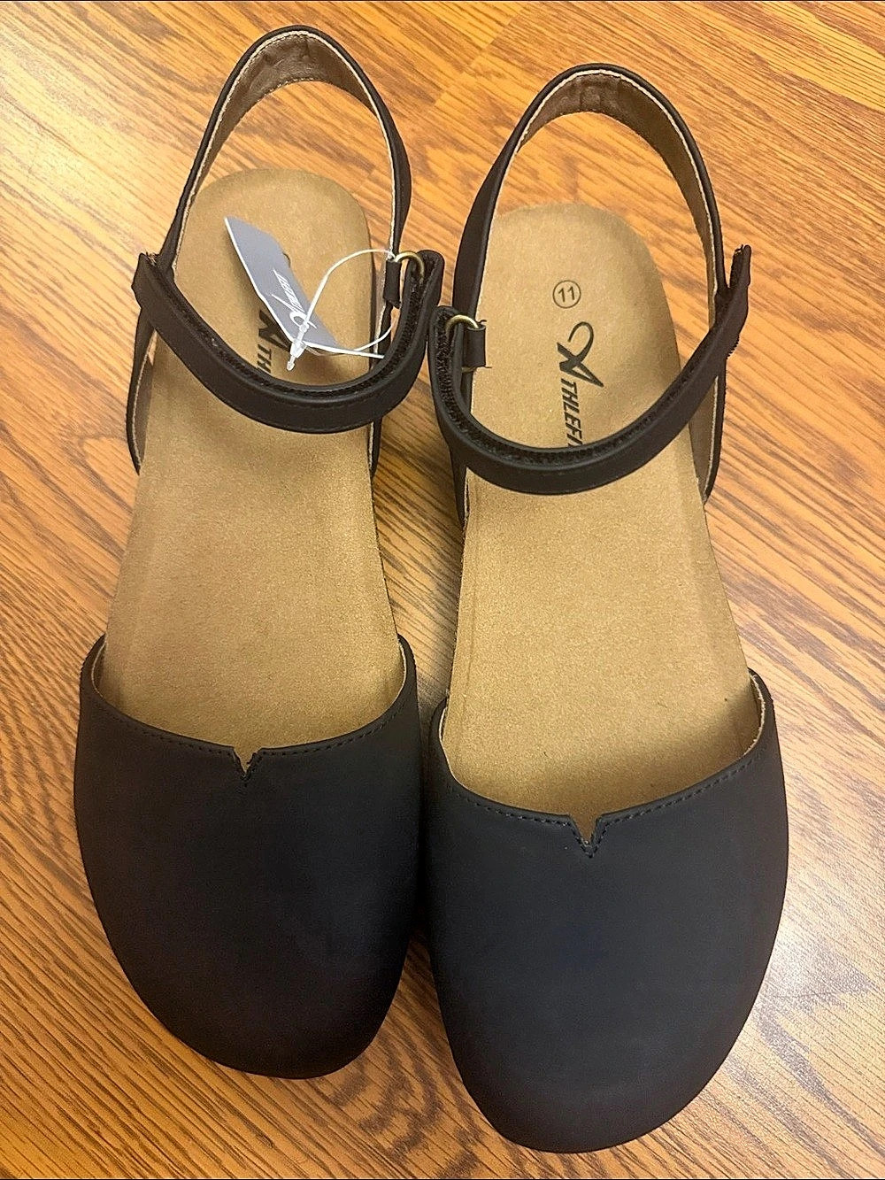 Athlefit Closed Toe Sandals Women Black Flat Sandals US 11